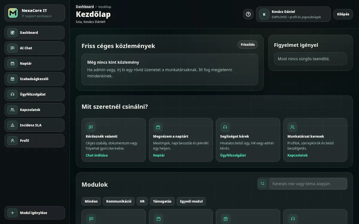 MentorBot irányítópult